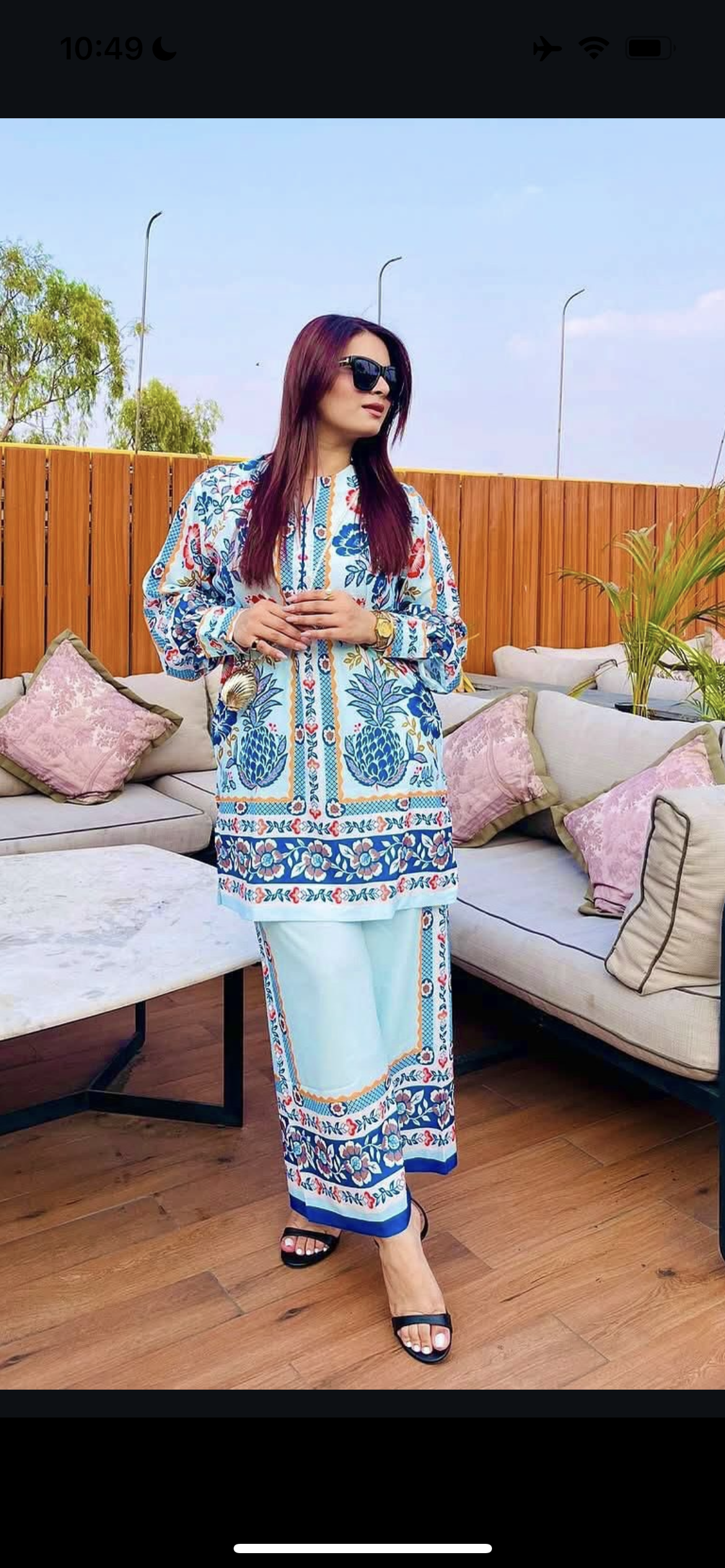 Elegant White & Blue Floral Printed co ord