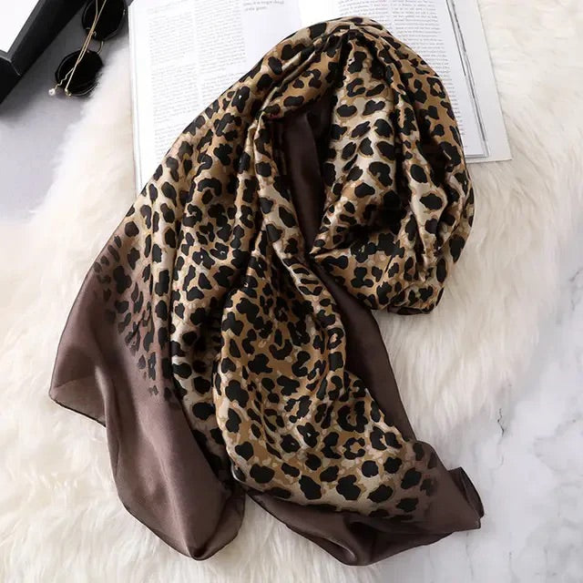Cheetha printed silk scarf