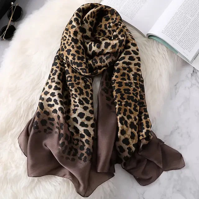 Cheetha printed silk scarf