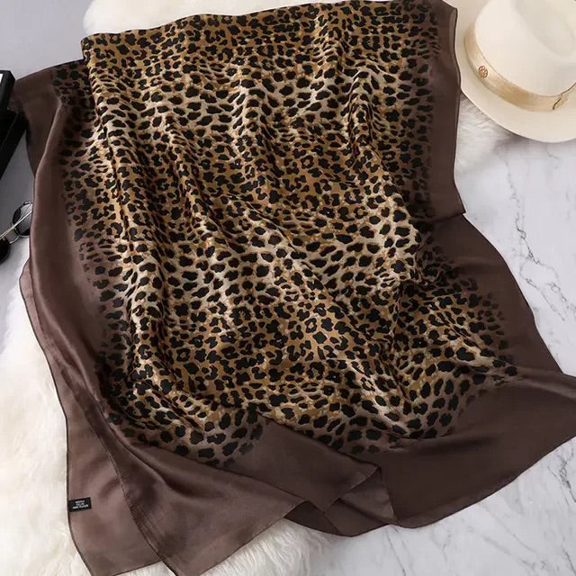 Cheetha printed silk scarf