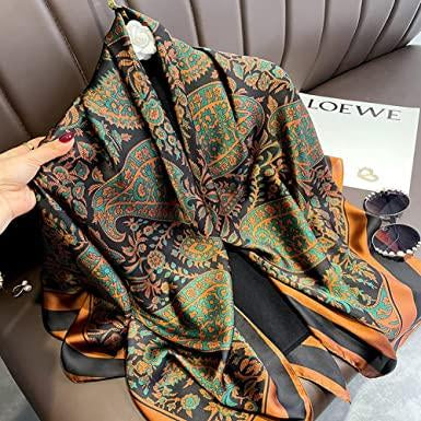 Black party wear printed silk scarf