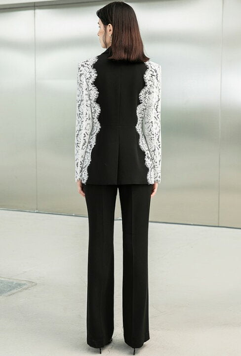 Maira Lace Panel Blazer Set