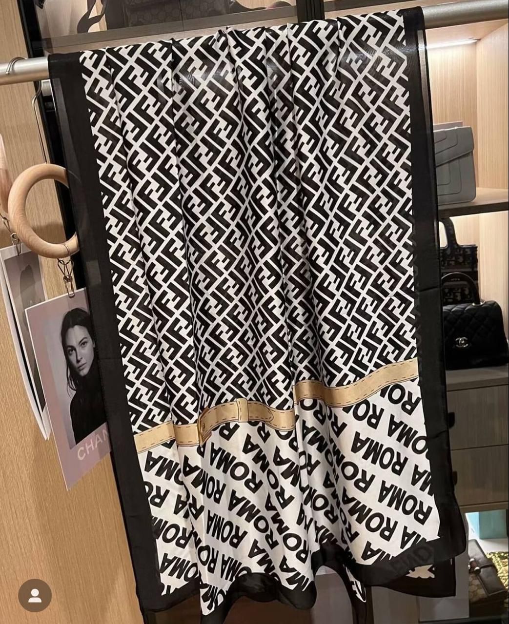 Luxury Brand F Print Silk Scarf