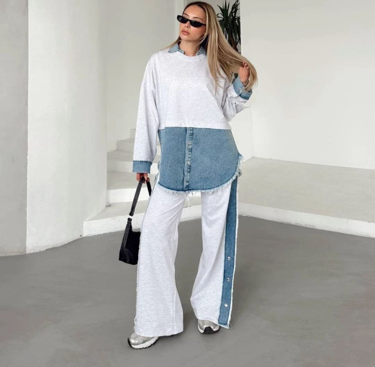 Denim Fusion Oversized Co-ord Set