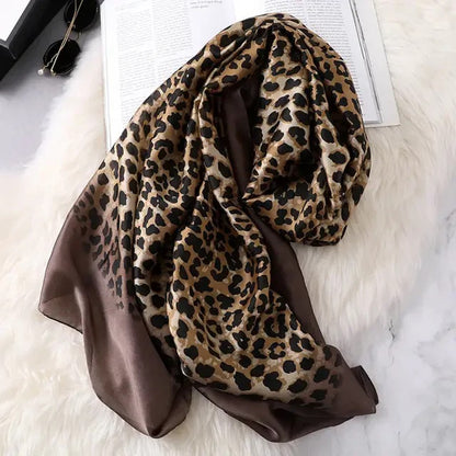 Cheetha printed silk scarf