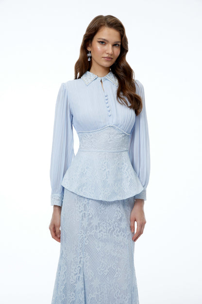 Celeste Lace Peplum Skirt Set