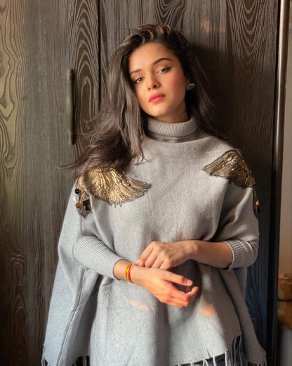 Aurelia Golden Furniture Knit Poncho