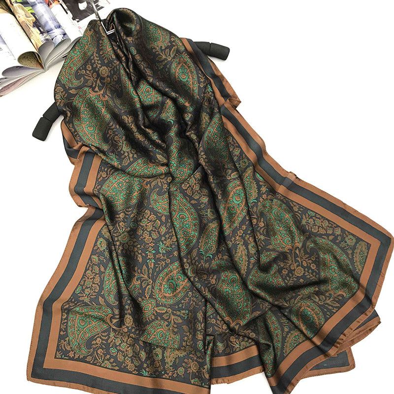 Black party wear printed silk scarf