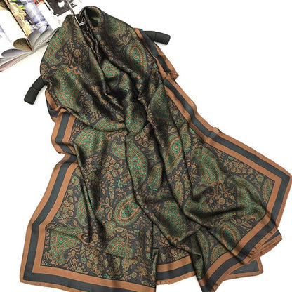 Black party wear printed silk scarf