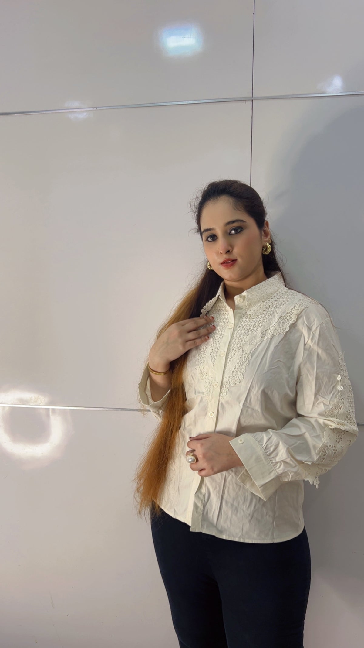 Luxe Lace Collar Shirt