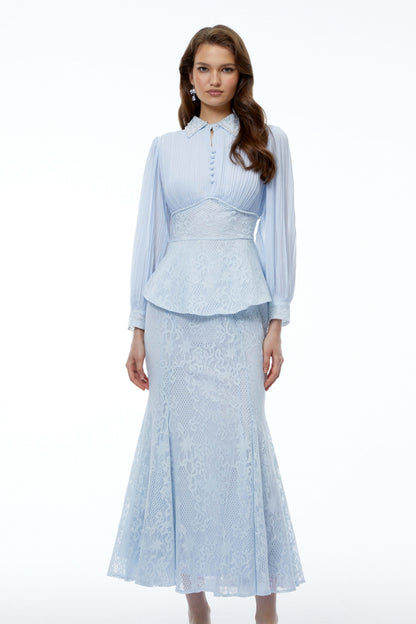 Celeste Lace Peplum Skirt Set