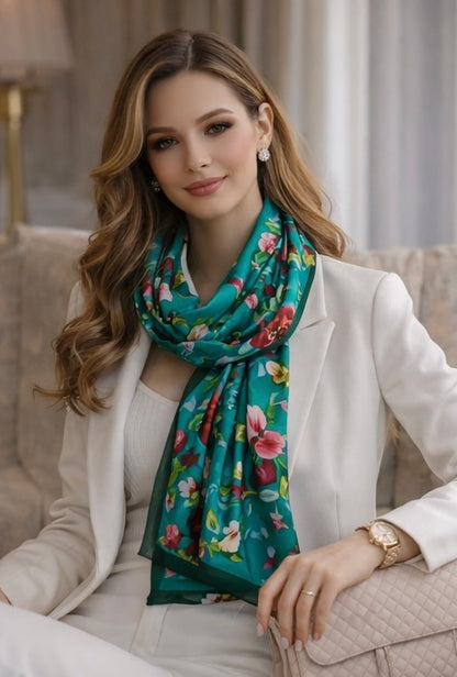 Luxury Brand Print GC Silk Scarf
