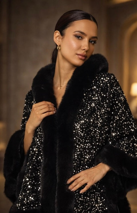 Statement Swarovski Fur Stole