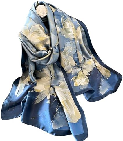 Blue printed silk scarf