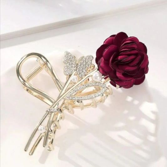 Korean Rose Rhinestone Claw