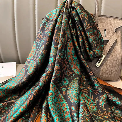 Black party wear printed silk scarf