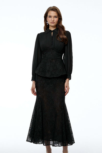 Celeste Lace Peplum Skirt Set