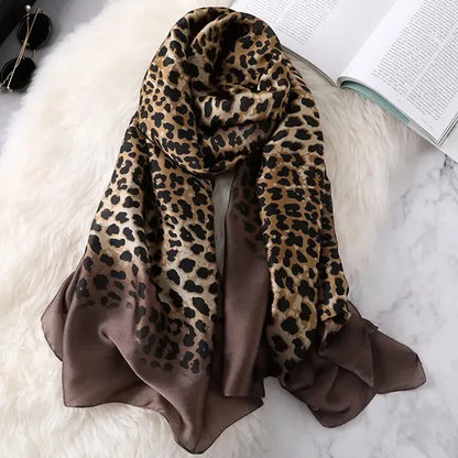 Cheetha printed silk scarf