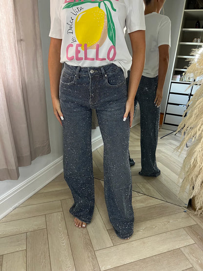 Midnight Sparkle Wide-Leg Glam Pants