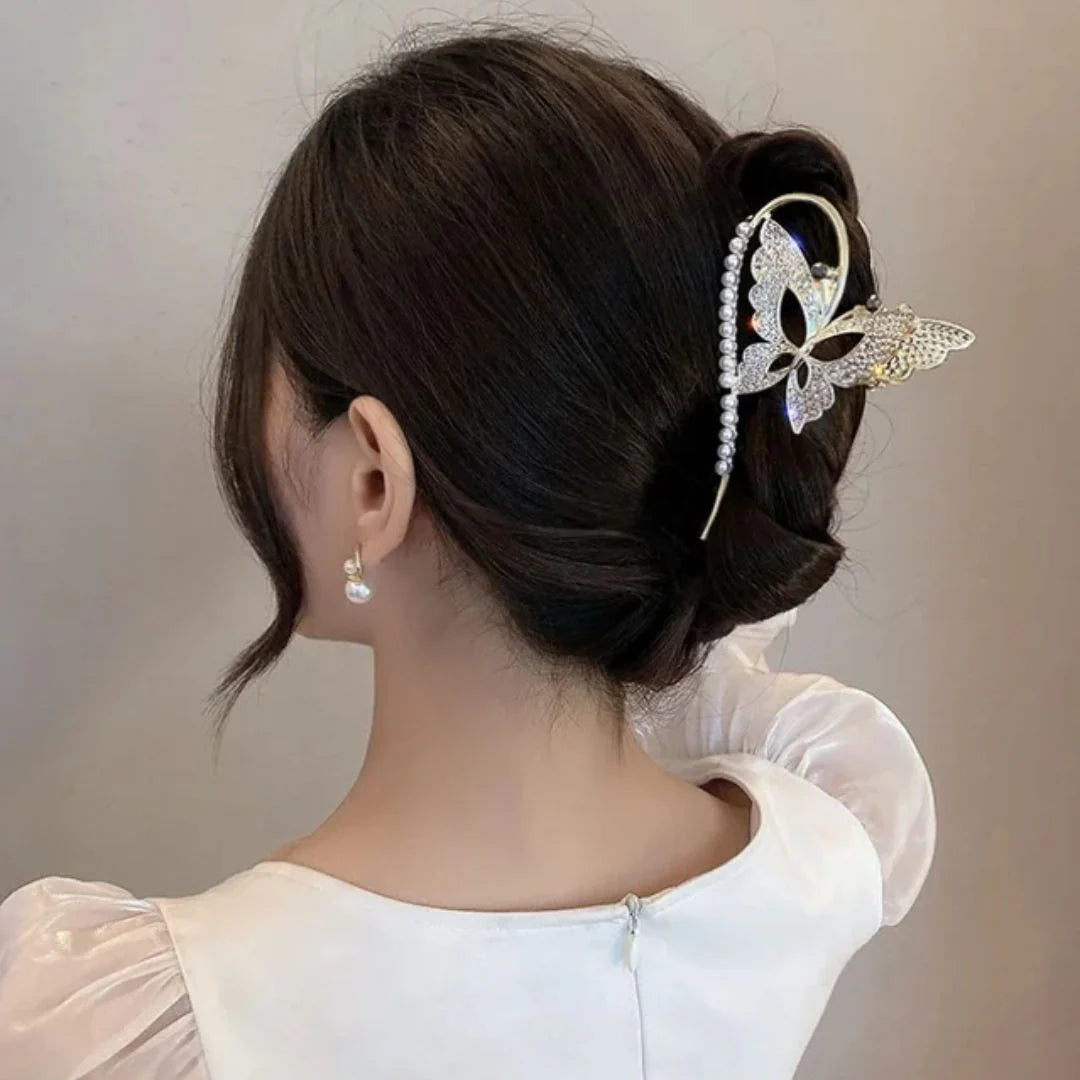 Korean Rhinestone Butterfly Hairclaw