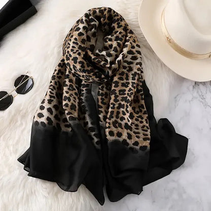 Cheetah printed silk scarf