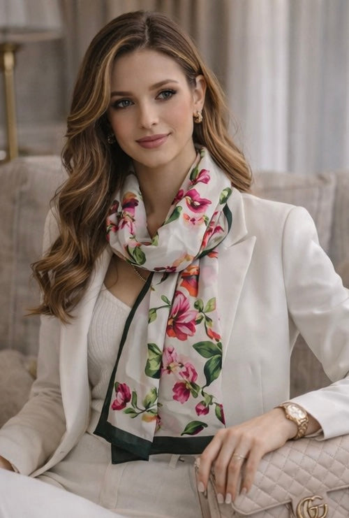 Luxury Brand Print GC Silk Scarf