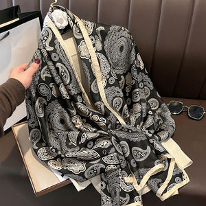 Silver & Black  printed silk scarf