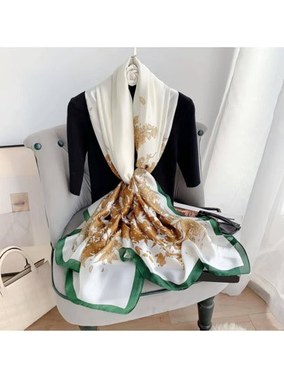 Printed floral silk scarf