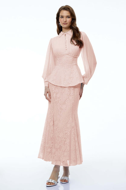 Celeste Lace Peplum Skirt Set