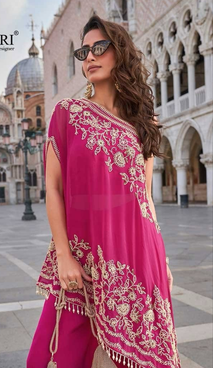 Royal Fuchsia Blossom Cape Set