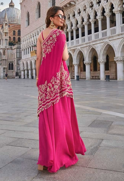 Royal Fuchsia Blossom Cape Set