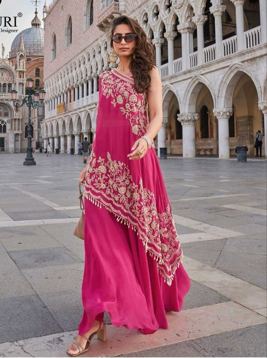 Royal Fuchsia Blossom Cape Set