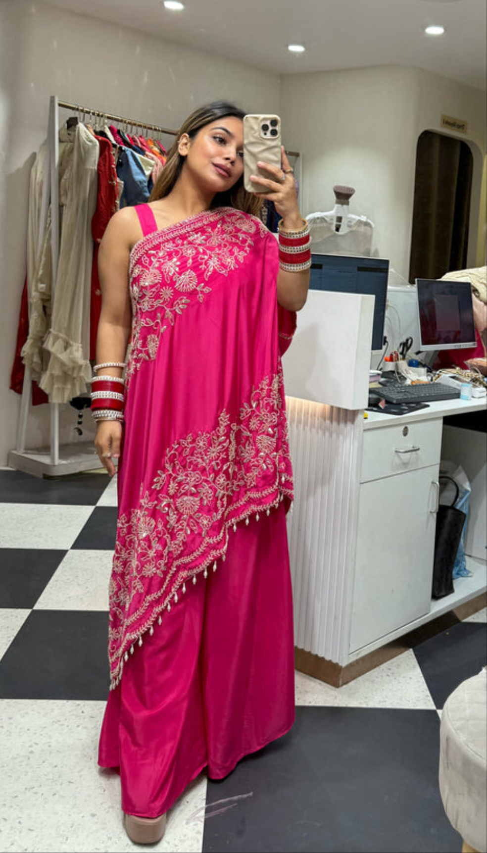 Royal Fuchsia Blossom Cape Set