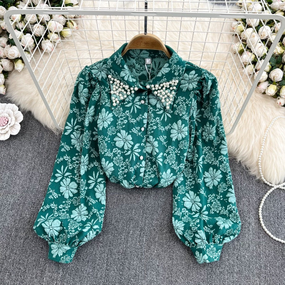 Elegant Korean Beaded Shirt