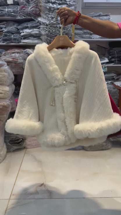 Plush Rabbit Fur Knitted Shawl