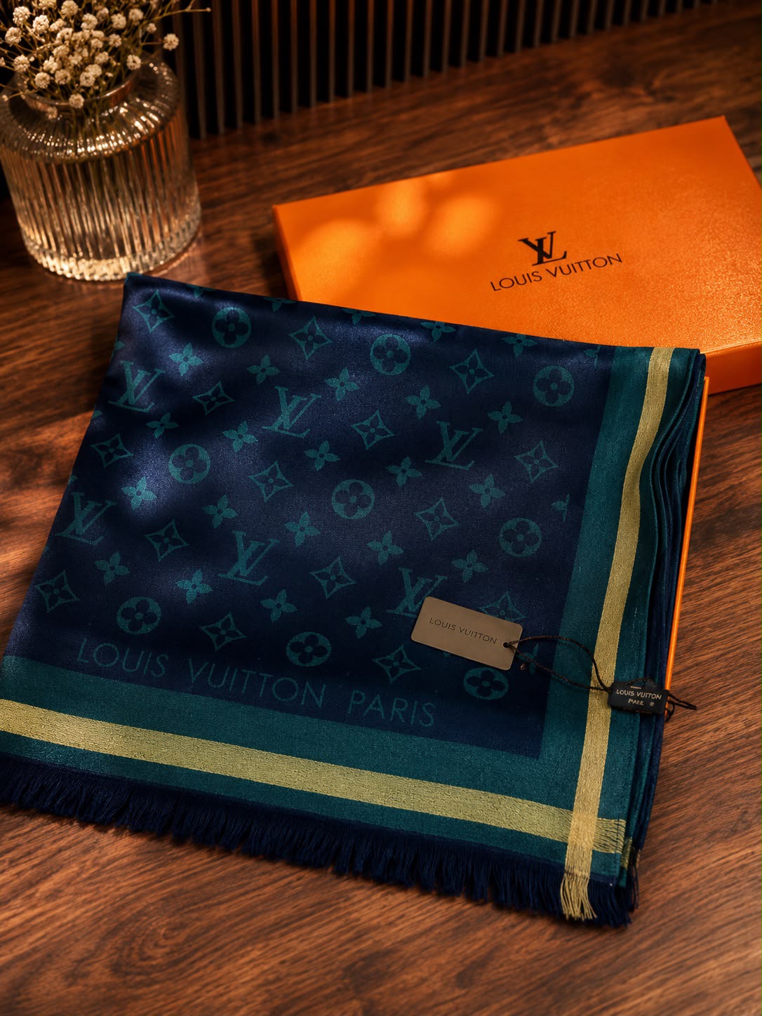 Luxe Monogram Silk-Feel Scarf