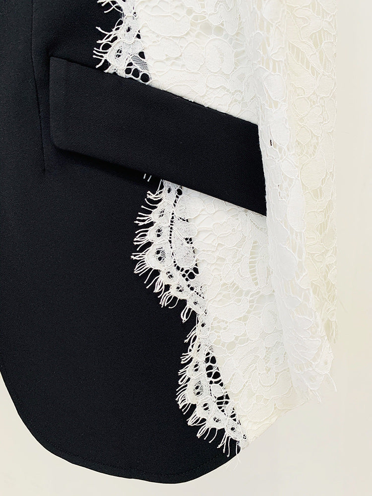 Maira Lace Panel Blazer Set
