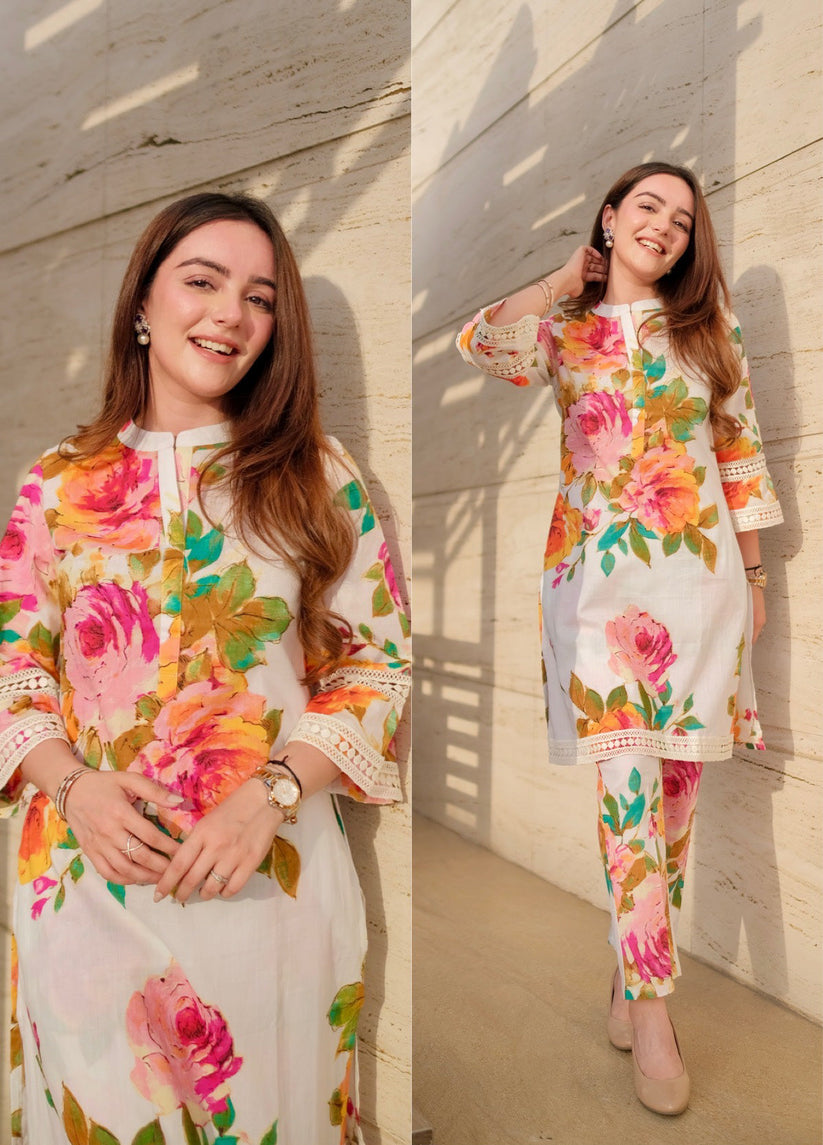 Flower Printed Attractive Kurta Set