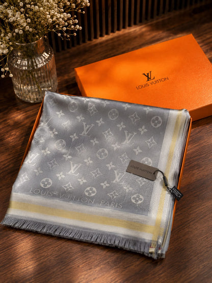 Luxe Monogram Silk-Feel Scarf