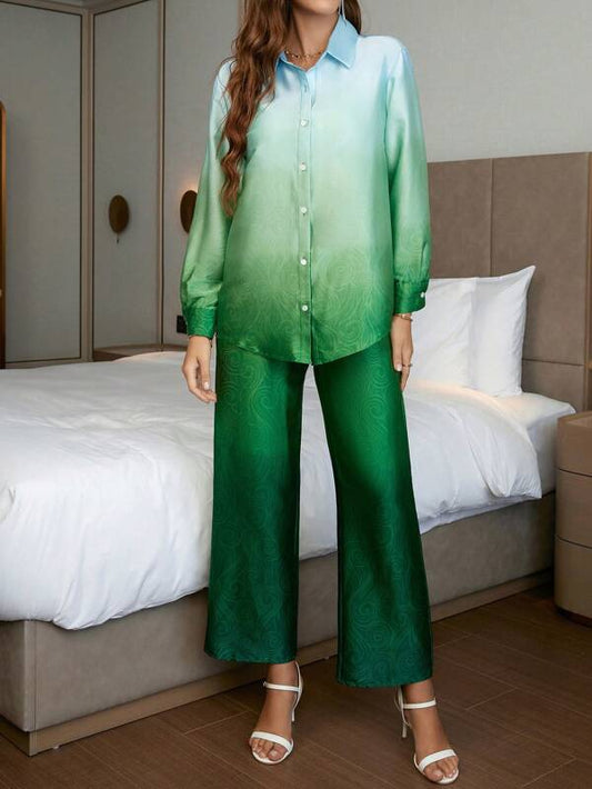 Beautiful Green Color Shirt & Pant Co-Ord Set