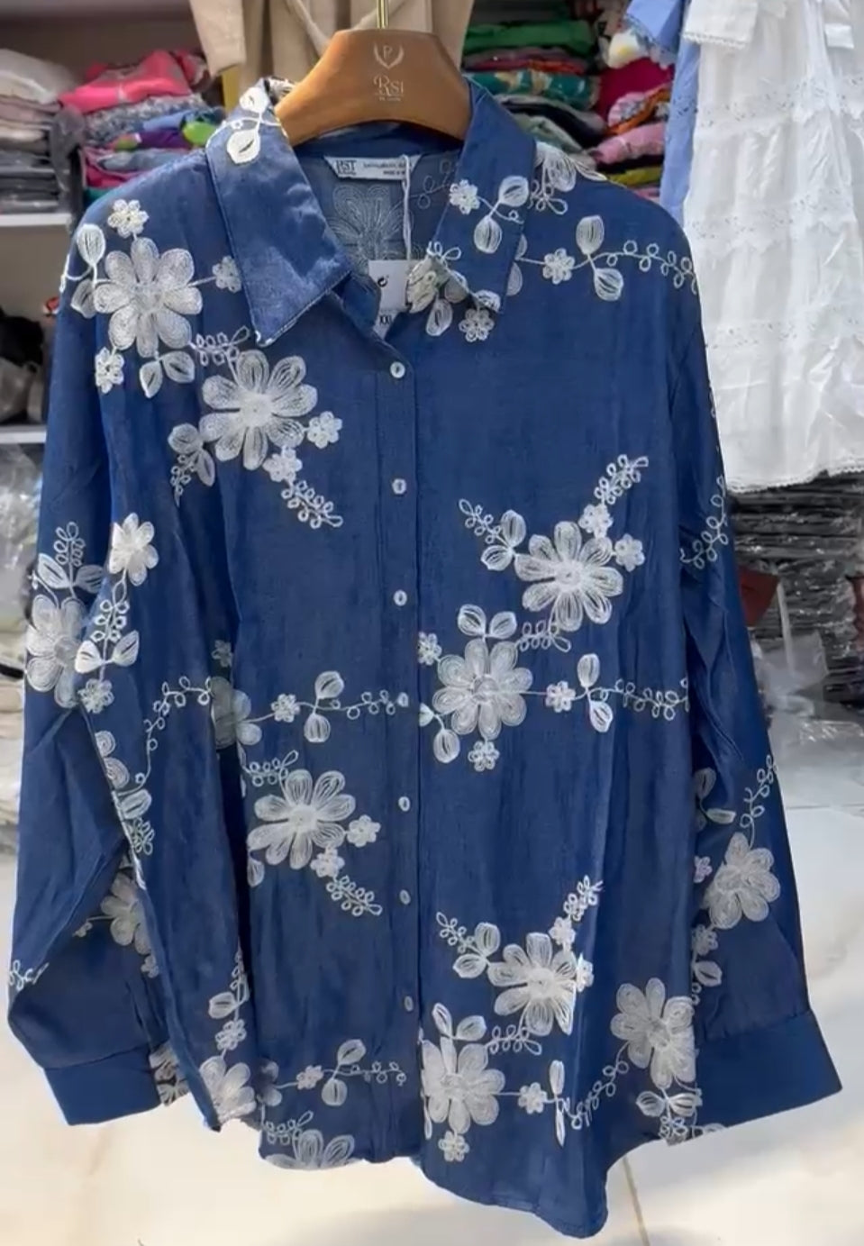 Flora Embroidery Designer Shirt