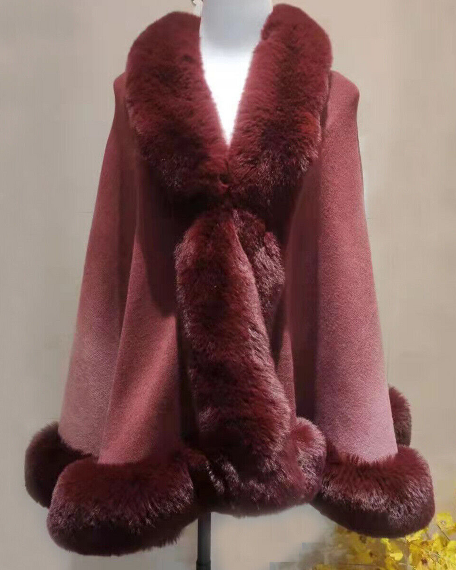 Nora Luxury Faux Fur Cashmere Wool Shawl