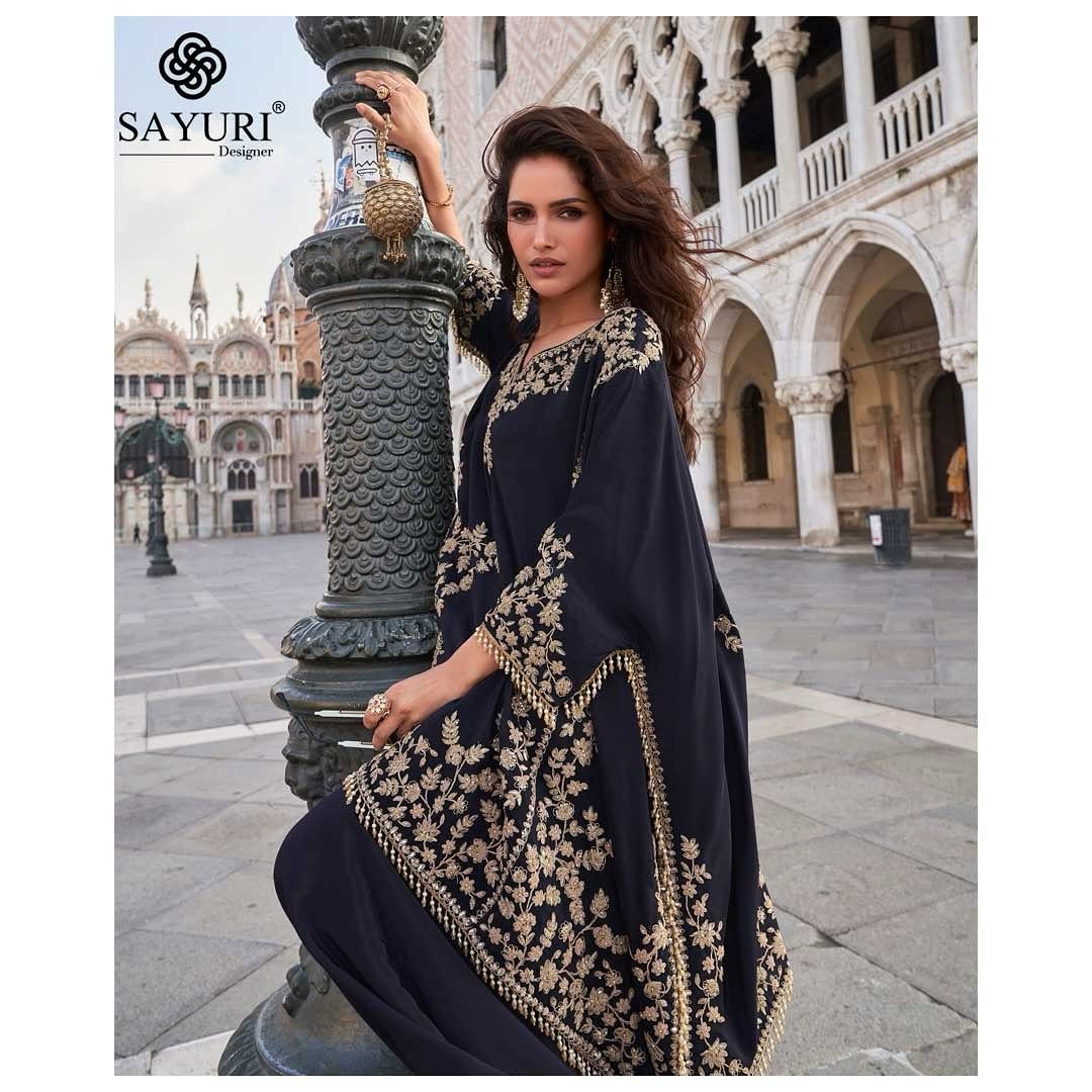 Noir Elegance Embroidered Cape