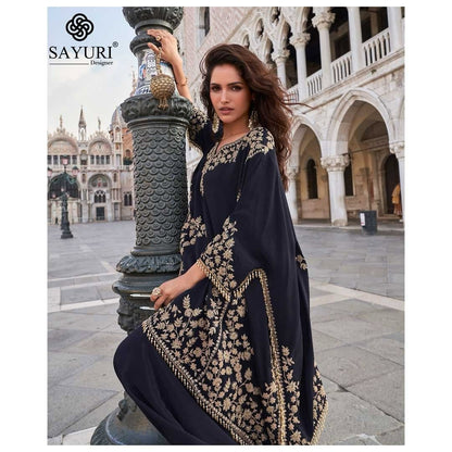 Noir Elegance Embroidered Cape