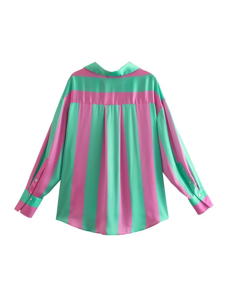 Lara color block Satin Shirt