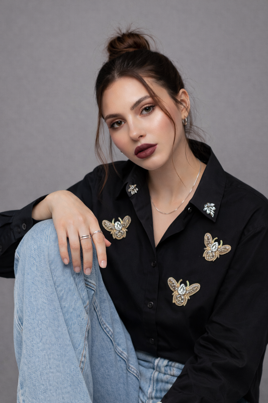 Butterfly Embellished Luxe Shirt