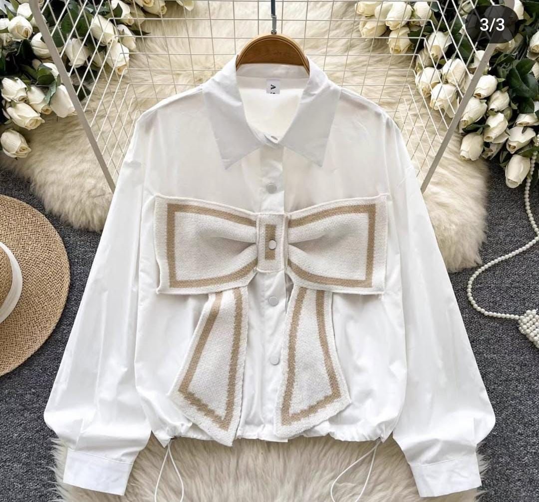 Lveeu Streetwear Short Loose Bow Shirt