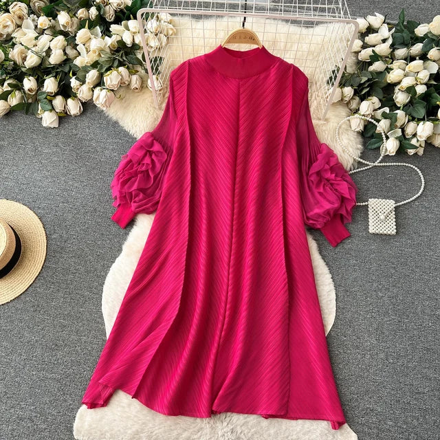 Magenta pleated dress