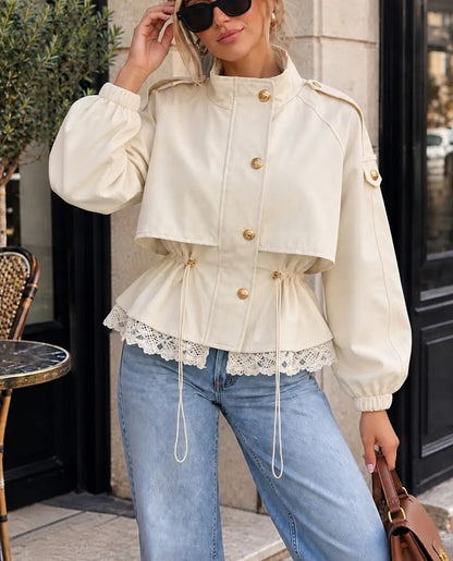 Maison Ecru Lace Trim Jacket