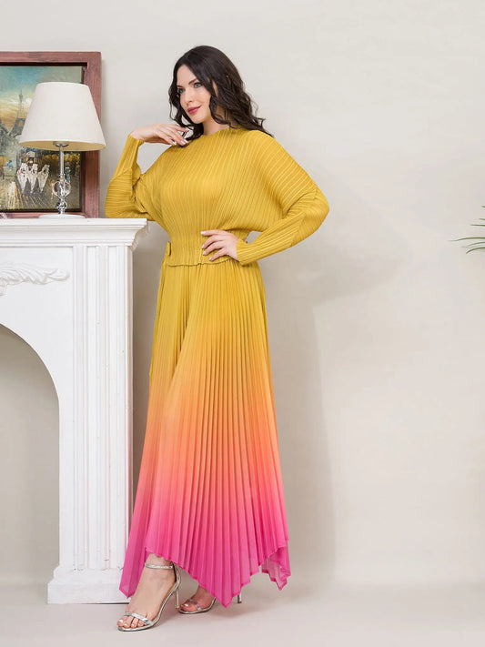 Noha Gradient Pleated Dress